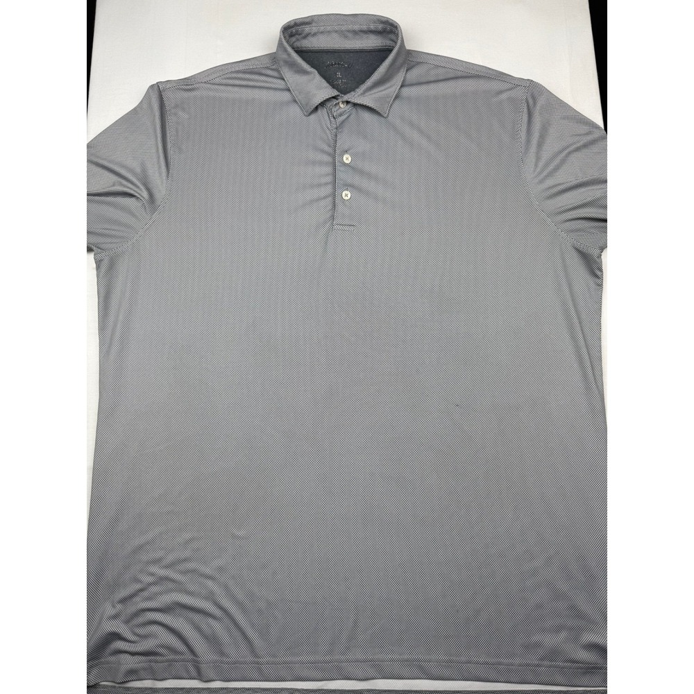 Johnnie O Polo Shirt XL Grey Geometric Print Performance Golf Short Sleeve